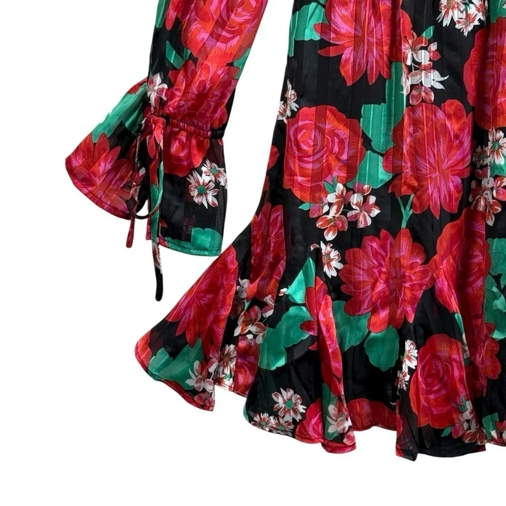 Sugarlips Rosabella Lover Black and Red Floral Romper. Size L
